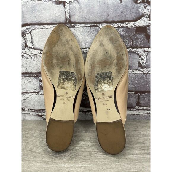 Kate Spade Nude Pink Leather Floral Accent Pointed Mules Shoes Women 8M US/39EU - Picture 9 of 16